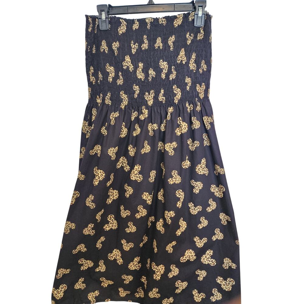 Walt Disneyland Resort Dress XL Black Leopard Mickey Strapless Shirred